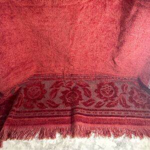 2 for $30 Vintage Red Floral bordered towel
